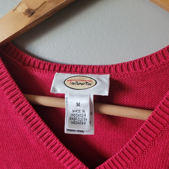 Talbots red knit v neck top - Picture 4 of 6